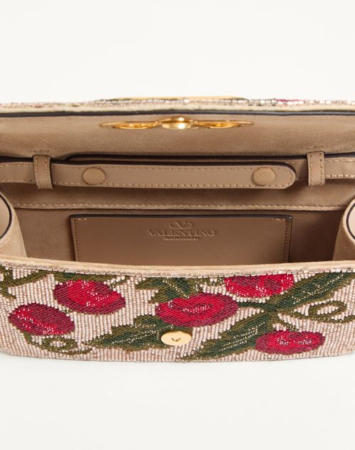Valentino Garavani - Valentino Garavani Vain Embroidered Shoulder Clutch With Cherryfic Pattern - Beige/multicolour - Woman - Shoulder Bags